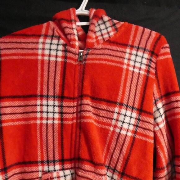 MIKK LOUNGE | xl - extra large | Plaid Fleece Zip-Up Front Closure Hooded Pajama - Picture 4 of 16
